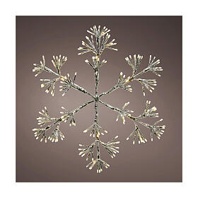 Silver snowflake, 336 warm white LEDs, flickering light, 30 in, in/outdoor
