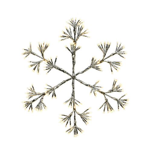 Silver snowflake, 336 warm white LEDs, flickering light, 30 in, in/outdoor 2