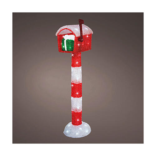 Weihnachtsmann-Briefkasten, Lichtfigur, 60 kaltweiße LEDs, 100 cm, für Innen- und Außenbereich 1