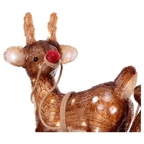 Weihnachtsmann im Schlitten und Rentier, 90 kaltweiße LEDs, aus Acryl, 50x85x35 cm, für Innen- und Außenbereich 5