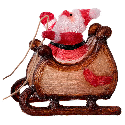 Santa on his sleigh with reindeer, 90 cold white LED lights, acrylic, 20x35x15 in, IN/OUTDOOR 12