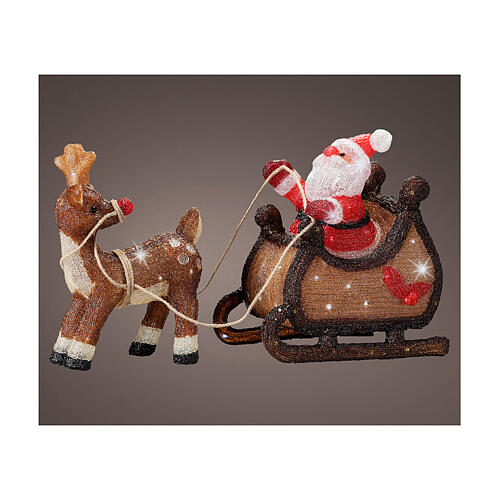 Santa Claus on the sleigh with reindeer 90 LED cold light acrylic indoor outdoor 50x85x35 cm 1