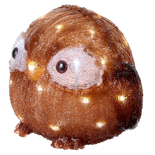 Battery operated acrylic owl with open eyes, 30 cold white LED lights, 8 in, IN/OUTDOOR 3