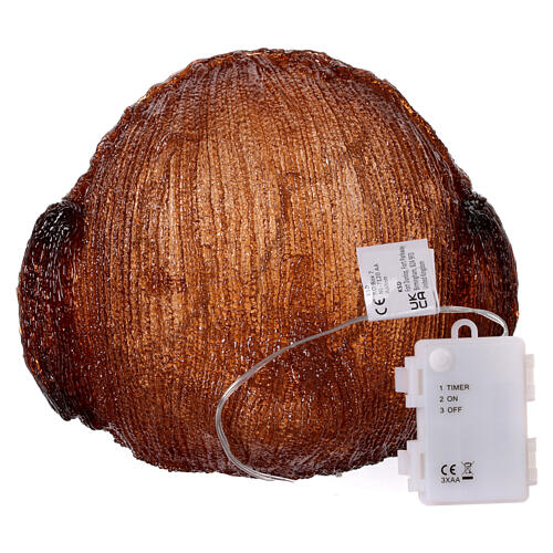 Battery operated acrylic owl with open eyes, 30 cold white LED lights, 8 in, IN/OUTDOOR 6