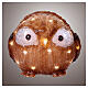 Battery operated acrylic owl with open eyes, 30 cold white LED lights, 8 in, IN/OUTDOOR s1
