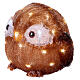 Battery operated acrylic owl with open eyes, 30 cold white LED lights, 8 in, IN/OUTDOOR s4
