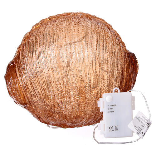 Battery operated acrylic owl with its eyes closed, 30 cold white LED lights, 8 in, IN/OUTDOOR 5