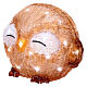 Battery operated acrylic owl with its eyes closed, 30 cold white LED lights, 8 in, IN/OUTDOOR s3