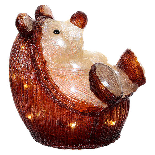 Acrylic hedgehog, 30 white cold LED lights, battery operated, 10 in, IN/OUTDOOR 3
