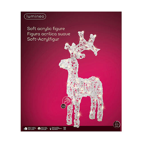 Santa Claus' reindeer, 50 flashing warm white LED lights with timer, 25 in, IN/OUTDOOR 5