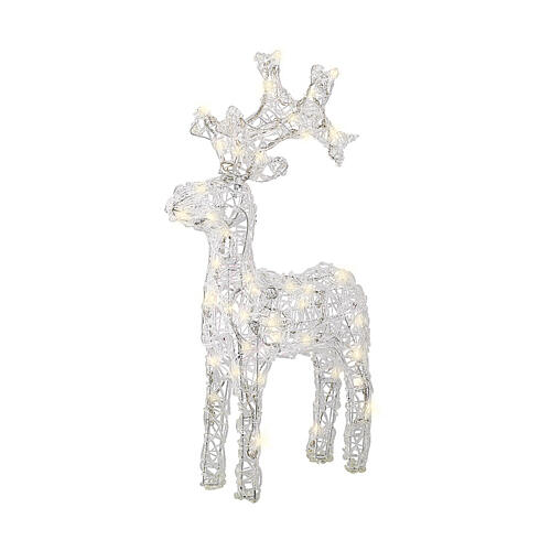 Renne du Père Noël 50 LEDs blanc chaud clignotant 65 cm acrylique souple minuteur int/ext 2