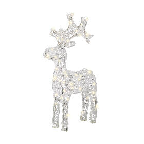 Renifer Świętego Mikołaja, 50 ciepłych białych diod LED, efekt migania, 65 cm, miękki akryl, wewnętrzny timer, do wnętrz i na zewnątrz