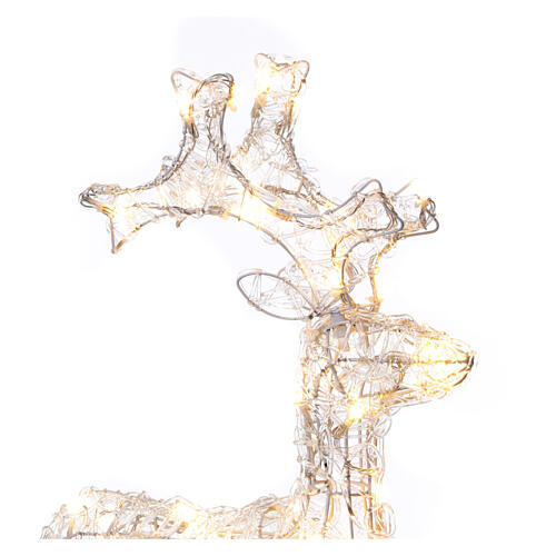 Renifer Świętego Mikołaja, 50 ciepłych białych diod LED, efekt migania, 65 cm, miękki akryl, wewnętrzny timer, do wnętrz i na zewnątrz 3