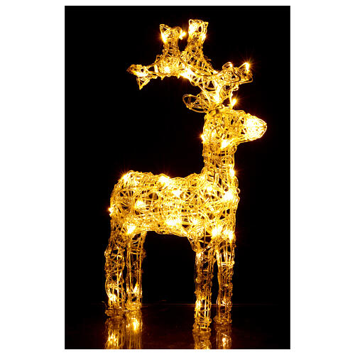 Rena de Pai Natal 50 luzes LED branco quente intermitente 65 cm acrílico flexível temporizador int/ext 4