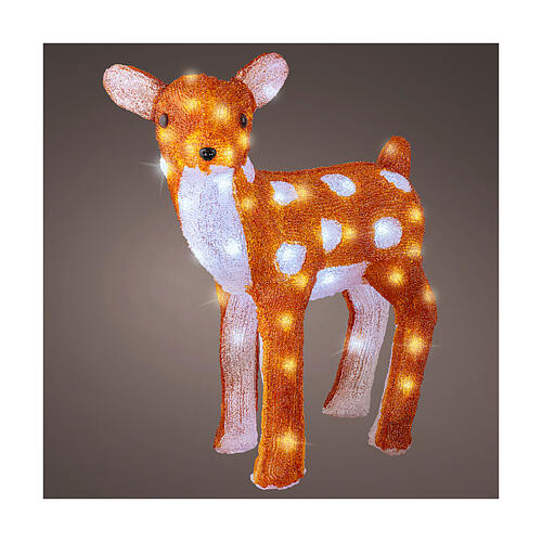 Christmas light fawn, 60 ice white LED lights, acrylic, 15 in, IN/OUTDOOR 1