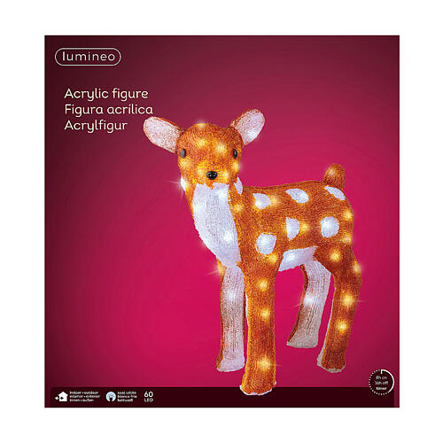 Christmas light fawn, 60 ice white LED lights, acrylic, 15 in, IN/OUTDOOR 7