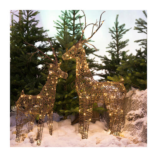 Christmas reindeer, 72 warm white LED lights and wicker, 40 in, IN/OUTDOOR 3