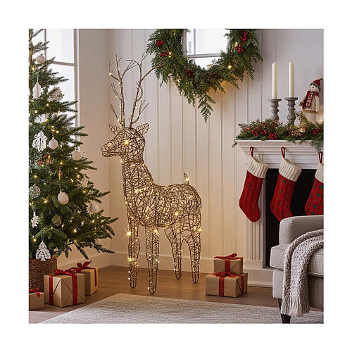 Cerf de Noël lumineux osier 72 LEDs blanc chaud int/ext 105 cm 2