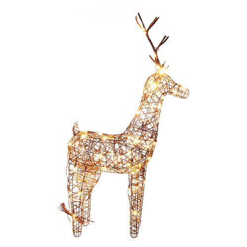 Cervo natalizio luminoso vimini 72 LED bianco caldo int est 105 cm 5