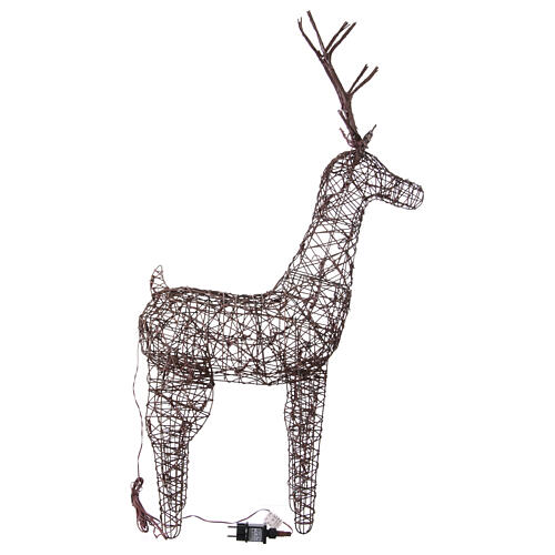 Cervo natalizio luminoso vimini 72 LED bianco caldo int est 105 cm 7