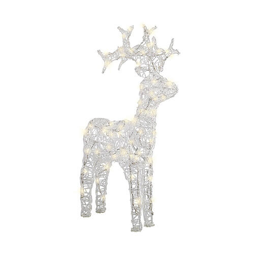 Reno luminoso 80 LED acrílico suave transparente blanco cálido 90 cm int ext temporizador  5
