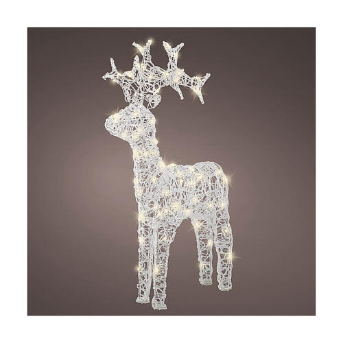 Renna luminosa 80 LED acrilico morbido trasparente bianco caldo 90 cm int est timer 1