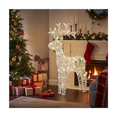 Rena luminosa 80 luzes LED acrílico flexível transparente branco quente 90 cm int/ext temporizador 2