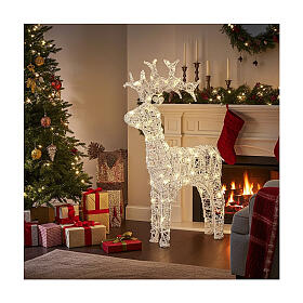 LED reindeer 80 lights warm white soft acrylic transparent 90 cm indoor outdoor timer