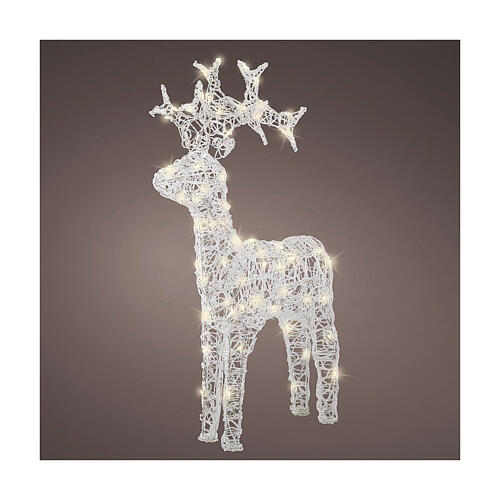 LED reindeer 80 lights warm white soft acrylic transparent 90 cm indoor outdoor timer 1