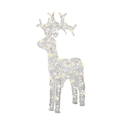 LED reindeer 80 lights warm white soft acrylic transparent 90 cm indoor outdoor timer 2