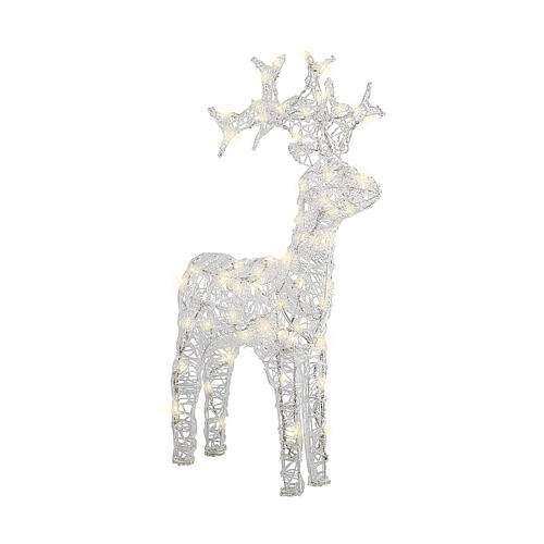 LED reindeer 80 lights warm white soft acrylic transparent 90 cm indoor outdoor timer 3