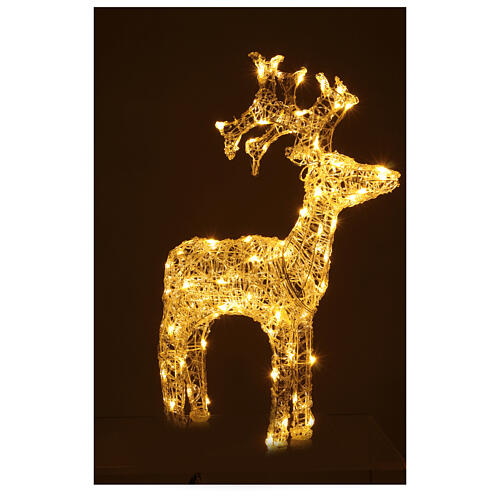 LED reindeer 80 lights warm white soft acrylic transparent 90 cm indoor outdoor timer 5