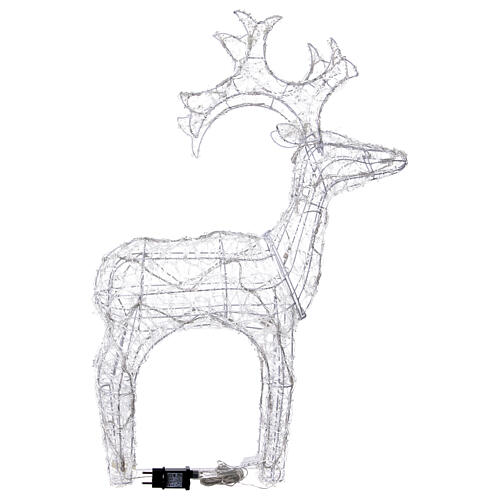 LED reindeer 80 lights warm white soft acrylic transparent 90 cm indoor outdoor timer 7