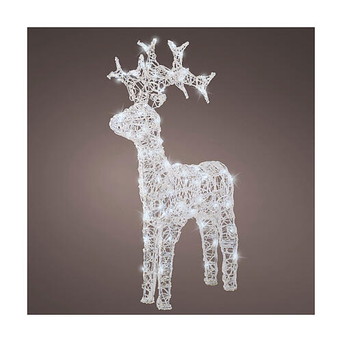 Luminous reindeer, 80 flashing cold white LED lights with timer, flexible acrylic, 35 in, IN/OUTDOOR 1