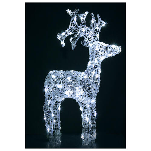Reno luminoso 80 LED blanco hielo flashing effect 90 cm acrílico suave int ext temporizador 5