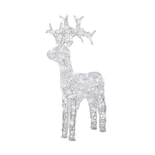 Renna luminosa 80 LED bianco ghiaccio flashing effect 90 cm acrilico morbido int est timer  3