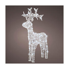 Luminous reindeer 80 LED ice white flashing effect 90 cm soft acrylic int est timer