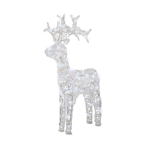 Luminous reindeer 80 LED ice white flashing effect 90 cm soft acrylic int est timer 2