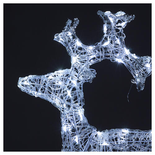 Luminous reindeer 80 LED ice white flashing effect 90 cm soft acrylic int est timer 3