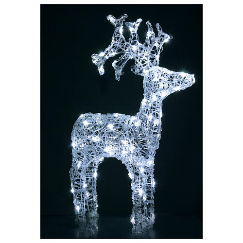 Luminous reindeer 80 LED ice white flashing effect 90 cm soft acrylic int est timer 4