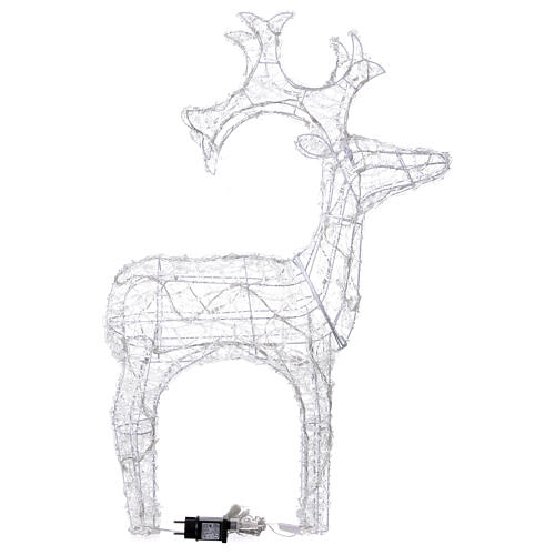 Luminous reindeer 80 LED ice white flashing effect 90 cm soft acrylic int est timer 5