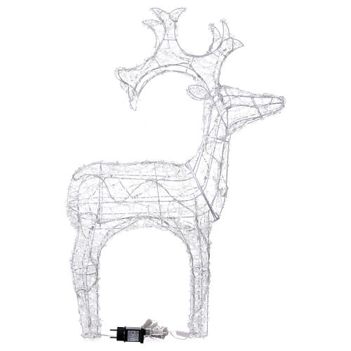 Luminous reindeer 80 LED ice white flashing effect 90 cm soft acrylic int est timer 6