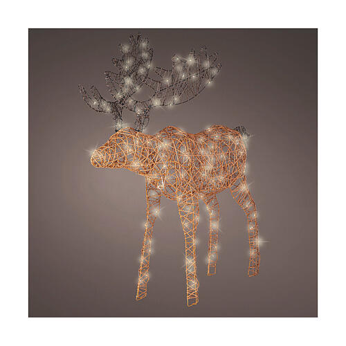 Christmas light moose of 45 in, 160 micro LEDs, warm white, artificial wicker, in/outdoor 1