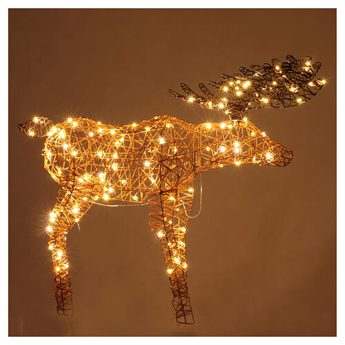 Christmas light moose of 45 in, 160 micro LEDs, warm white, artificial wicker, in/outdoor 3