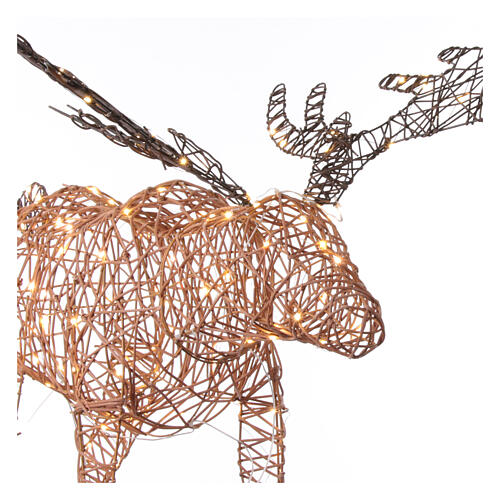 Christmas light moose of 45 in, 160 micro LEDs, warm white, artificial wicker, in/outdoor 6