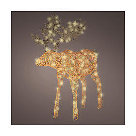 Alce luminoso navideño 160 microLED blanco cálido mimbre sintético 110 cm int ext temporizador