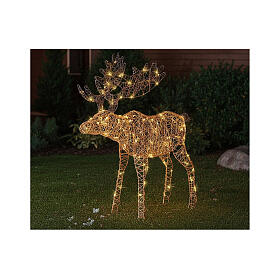 Alce luminoso navideño 160 microLED blanco cálido mimbre sintético 110 cm int ext temporizador