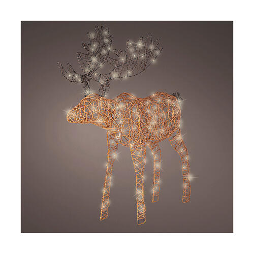 Christmas moose decoration 160 microLED warm white synthetic wicker 110 cm indoor outdoor timer 1