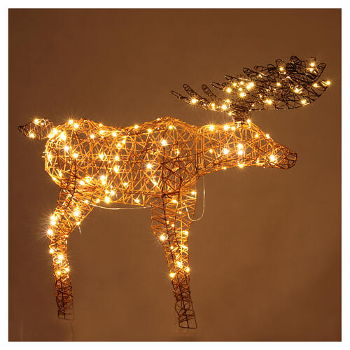 Christmas moose decoration 160 microLED warm white synthetic wicker 110 cm indoor outdoor timer 3