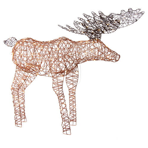 Christmas moose decoration 160 microLED warm white synthetic wicker 110 cm indoor outdoor timer 5